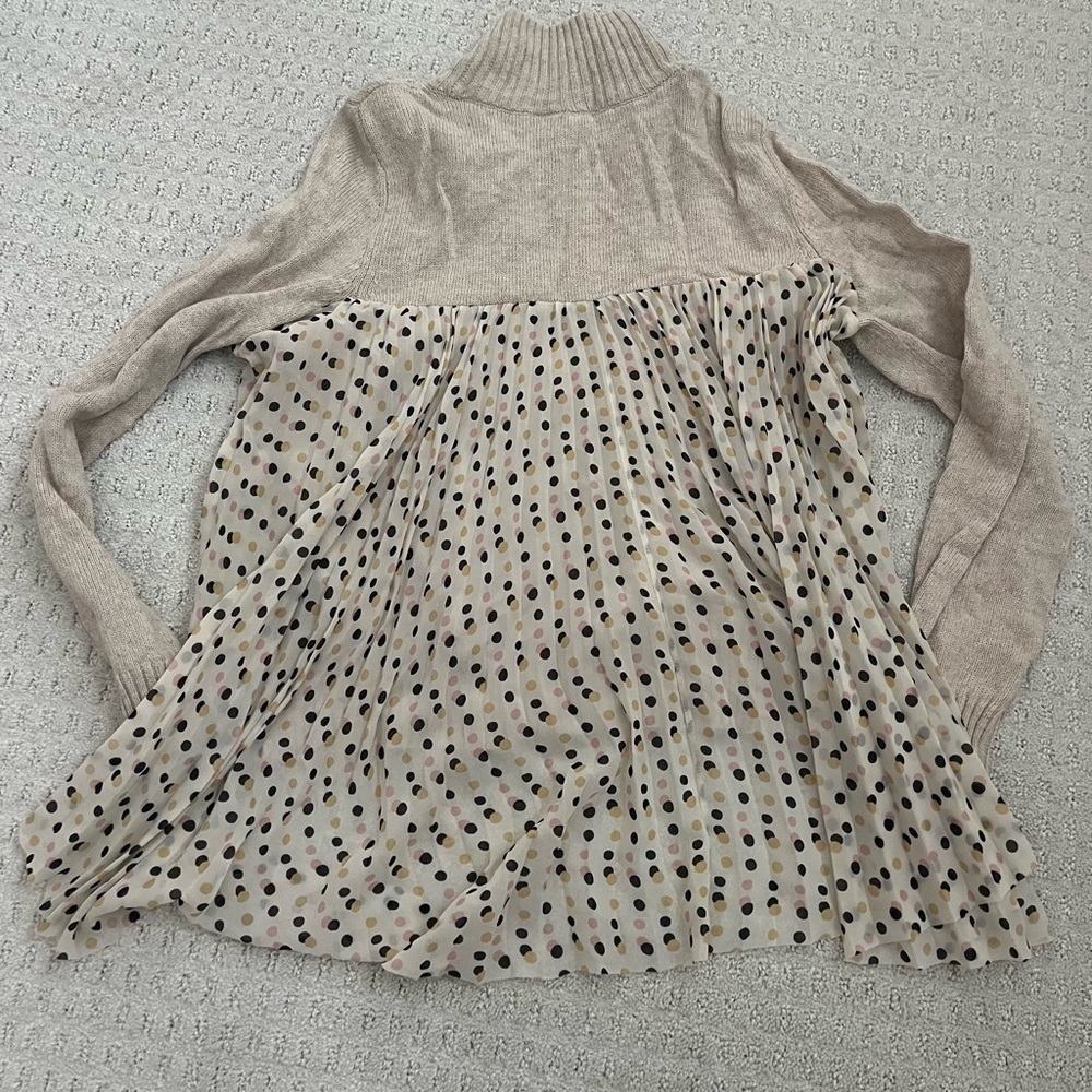 Anthropologie Cream and Black Polka Dot Sweater